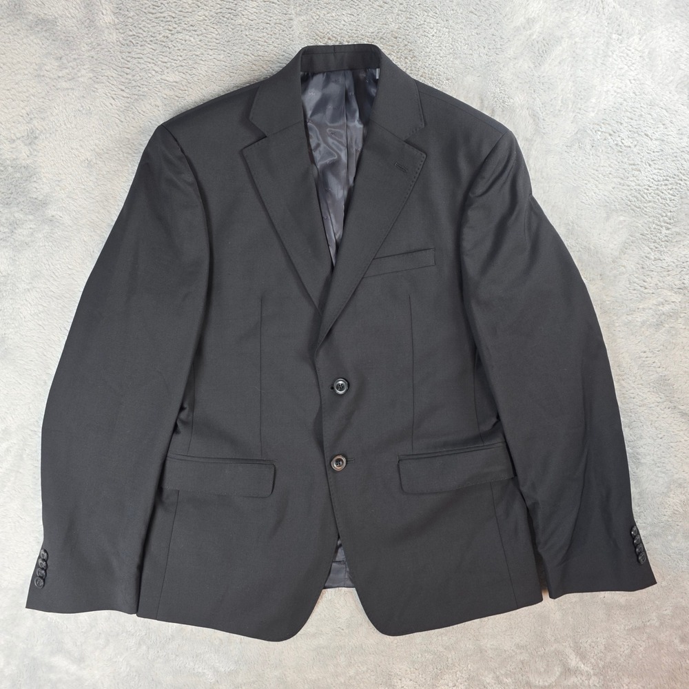 Michael Kors Mens 40S Black Strauss Blazer Wool Blend Two Button Suit Jacket